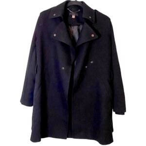 Diesel Oversized Black Wool Knit Trenchcoat Trench Coat Designer Long Jacket XS